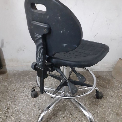 Laboratory stool used with adjustable seat and backrest