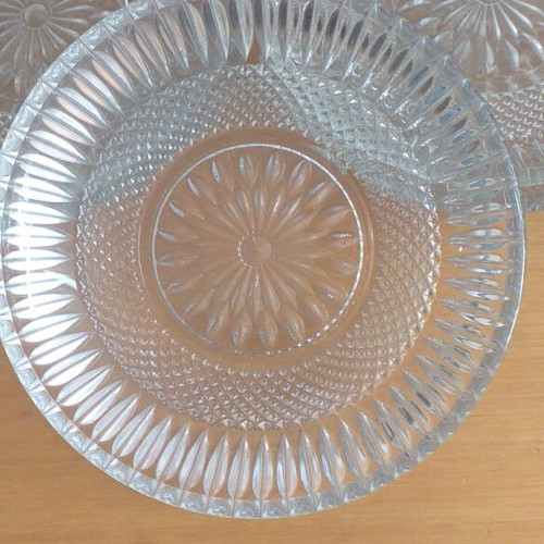 Vintage glass dessert plates used, set of 5