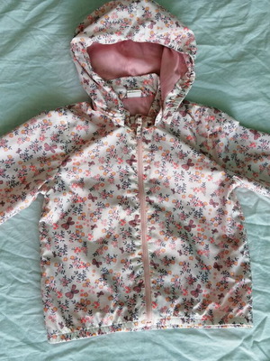 H&M waterproof jacket used pink with butterflies for girls