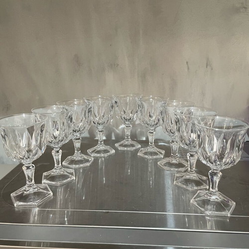 Vintage Cristal D’arques Chaumont liqueur glasses set of 9 like new