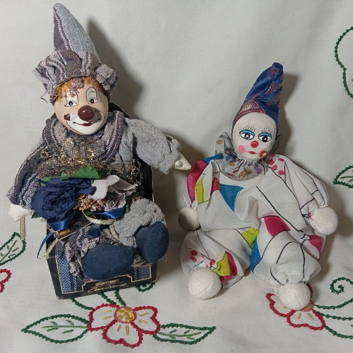Clown and Harlequin dolls used, set of two