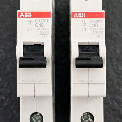 ABB SH201T C16 circuit breakers like new, pack of 2