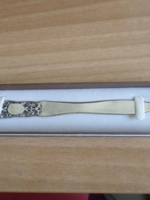 Handmade silver letter opener 800, vintage ornate handle
