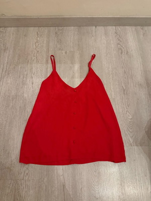 Spaghetti Strap Top like new, red with decorative buttons