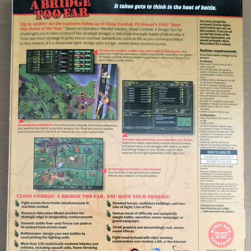 Close Combat: A Bridge Too Far PC CD-ROM like new with strategy book