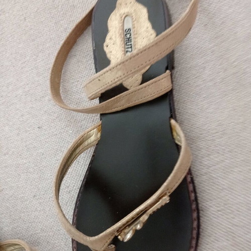 Schutz sandals new, gold color with ankle cords, size 37
