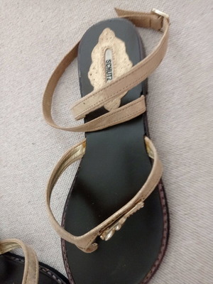 Schutz sandals new, gold color with ankle cords, size 37