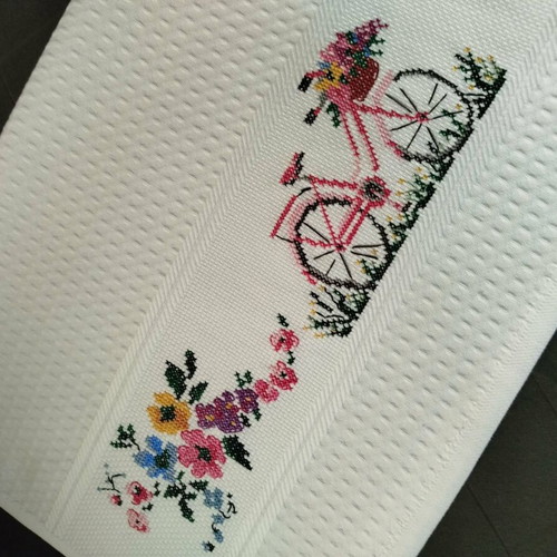Kitchen Towels set of three embroidered with bicycle design new