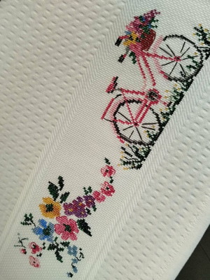 Kitchen Towels set of three embroidered with bicycle design new