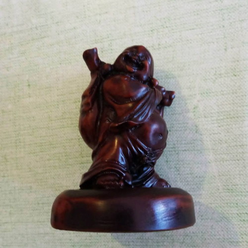 Budai Feng Shui Laughing Buddha Set of 3 Decorative Red Resin Figurines like new