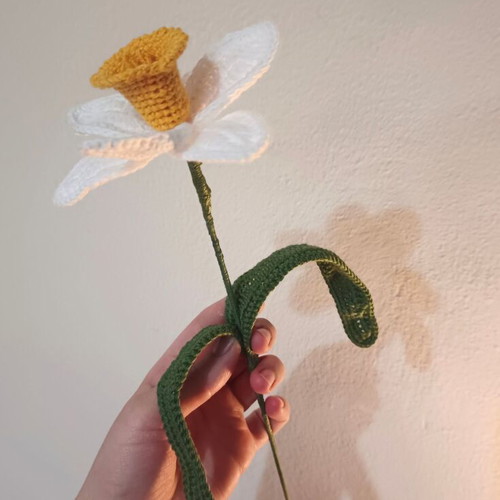 Handmade Narcissus Crochet Flower New, Cotton Yarn