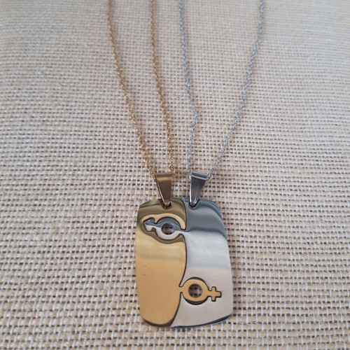 Stainless steel necklaces like new, blue and silver