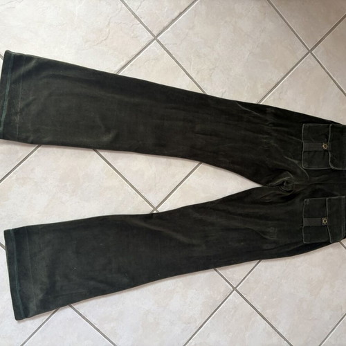 SugarFree women's velour pants, green, size S