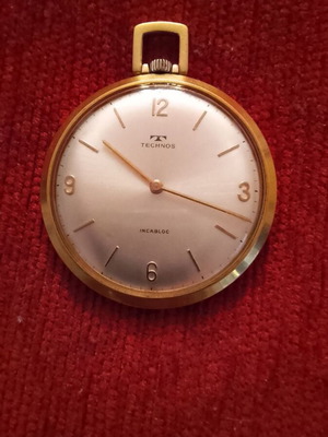 Technos Incabloc open-face pocket watch like new, 1930-1938, Swiss