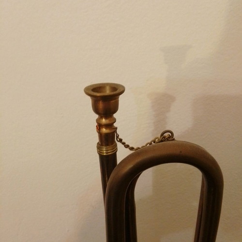 Bronze vintage bugle used, length 47cm
