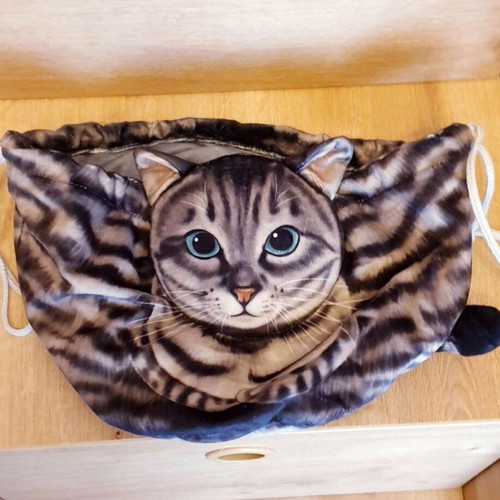 Cosmetic pouch bag cat velvet new, beige and brown