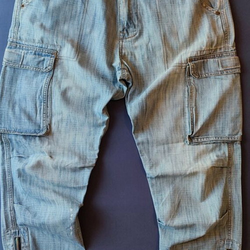 Raw Oxygen cargo jeans used, with zippers and side pockets
