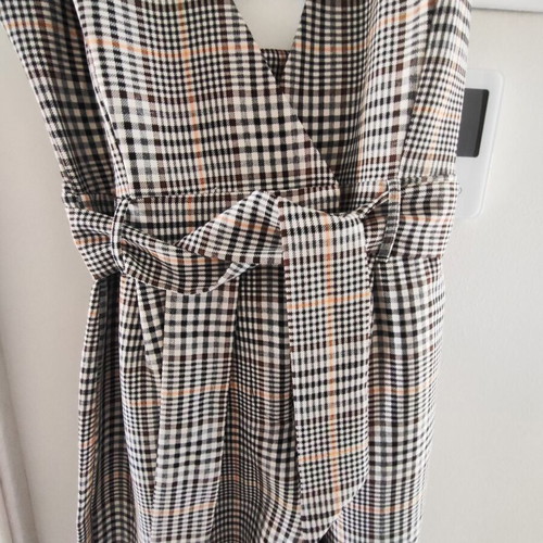 Checked one-piece jumpsuit new Miss Selfridge size XS beige and brown