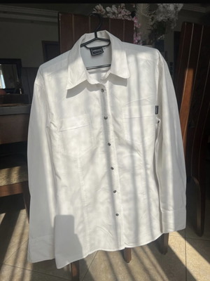 Versace unisex white shirt like new with embossed buttons