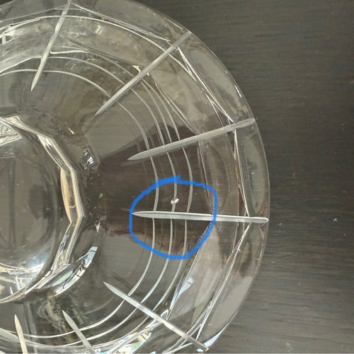 Crystal container with lid like new with embossed pattern