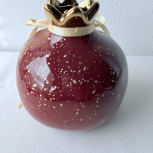 Ceramic pomegranate charm with ribbon like new, suitable for gift