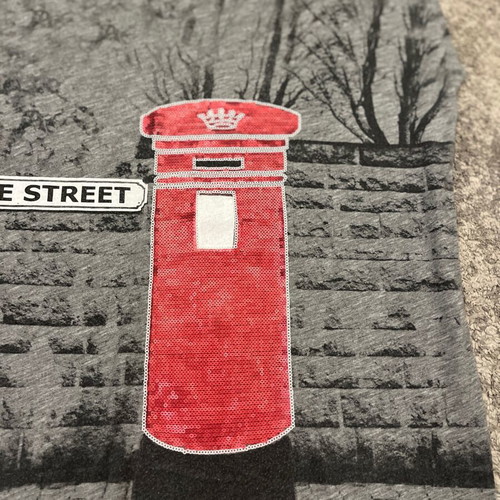 Primark London Style Street top with red sequins, like new, size S/M