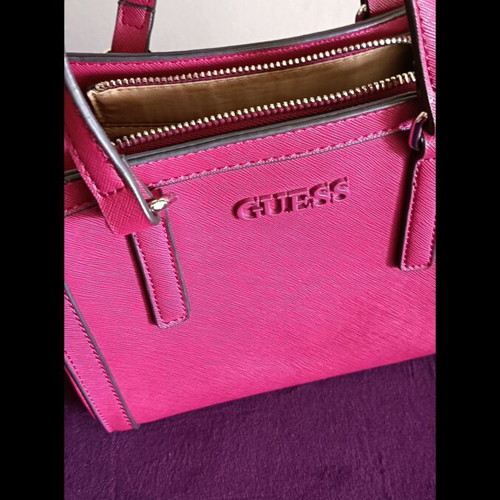 Guess handbag and crossbody bag with chain, pink