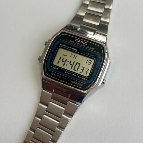 Classic Casio digital watch used with retro design