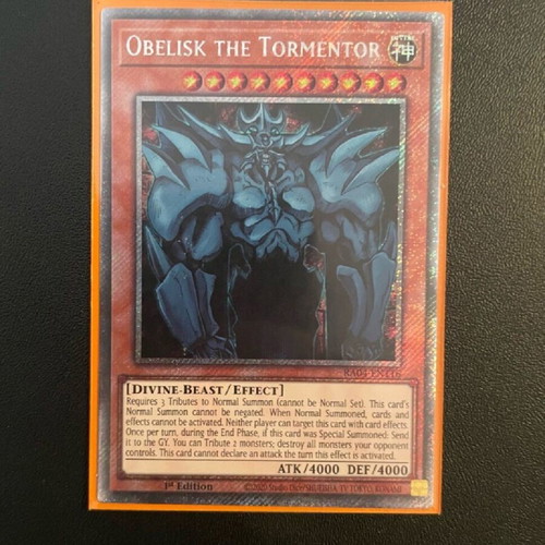 Obelisk the Tormentor Yu-Gi-Oh! card like new, vintage, 1st edition