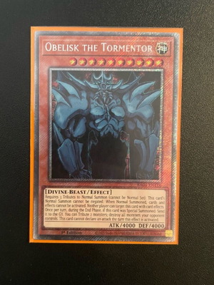 Obelisk the Tormentor Yu-Gi-Oh! card like new, vintage, 1st edition