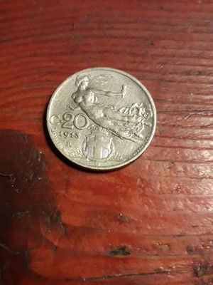 20 centesimi 1913 R used, Vittorio Emanuele III, Libertà Librata