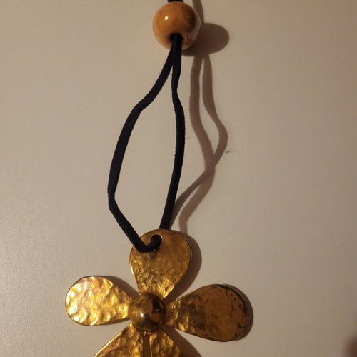 Necklaces used, set of 4 with colorful beads and gold leaf