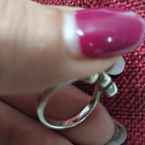 Silver ring 925 with heart design and pink zircon used