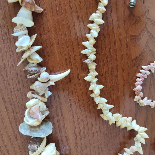 Sea shell jewelry set used, handmade, beige