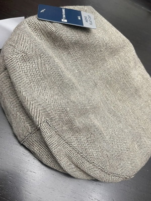 Tom Franks men's traditional flat cap new, M/L beige and brown