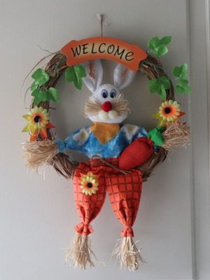 Στεφάνι πόρτας λαγουδάκι για το Πάσχα καινούργιο, διάμετρος 31cm