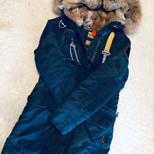Parajumpers women's used long down-filled hooded parka blue