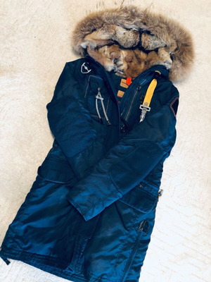 Parajumpers women's used long down-filled hooded parka blue