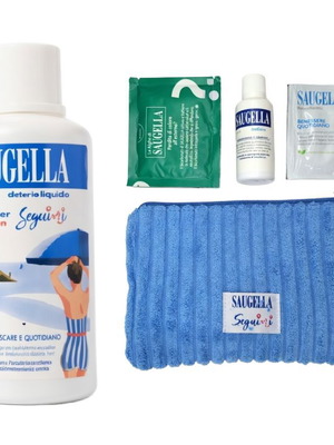 Saugella Seguimi Summer Gift Set καινούργιο με τσαντάκι, υγρό καθαρισμού, μαντηλάκια και sachet pH 4.5