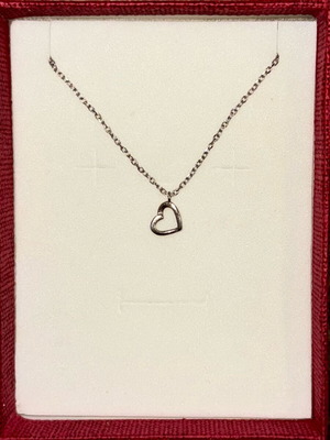 Pendant necklace with heart made of steel new, silver