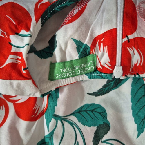 Benetton cherry print shirt XS like new, 3/4 sleeve, cotton