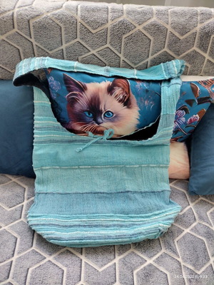 Bag made of Indian cotton fabric used, boho style, turquoise