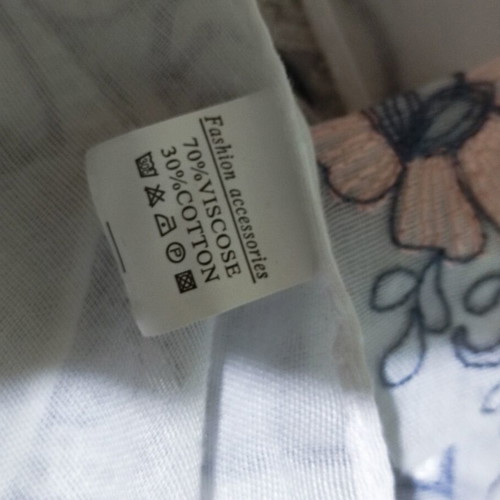 Pashmina scarf new, white and blue, 73x190 cm
