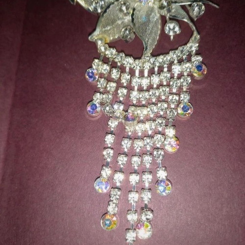Flower necklace and bracelet set silver faux bijou new