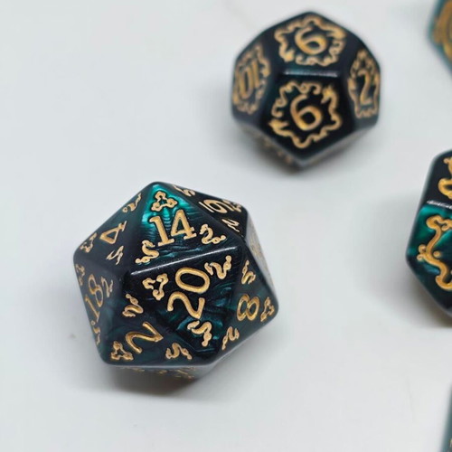 RPG Dragon Marble Polyhedral Dice Set 7 Pieces like new