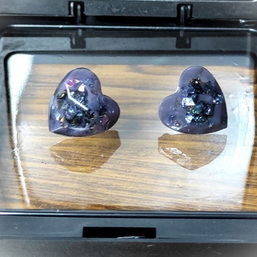 Purple Resin Earrings with Small Stones new