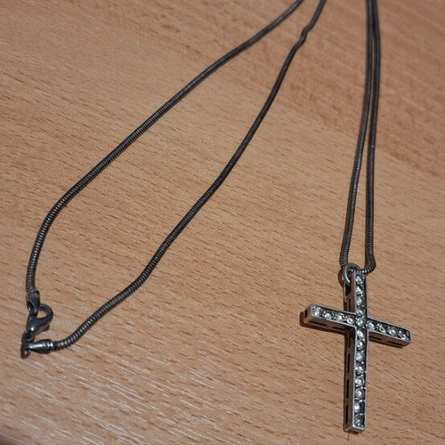 Silver cross 925 with zircon and 34 cm chain new