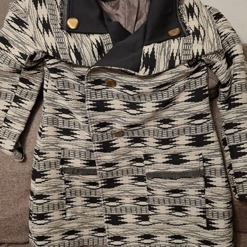 Le Vertige coat new with large gold buttons, black and beige
