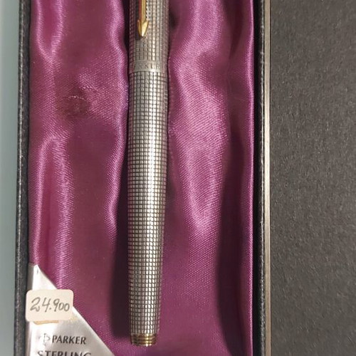 Parker 75.0 Silver Fountain Pen used, USA Sterling 1968, gold nib XF