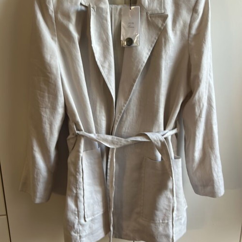 Mango linen suit cream beige new, jacket with belt and pants